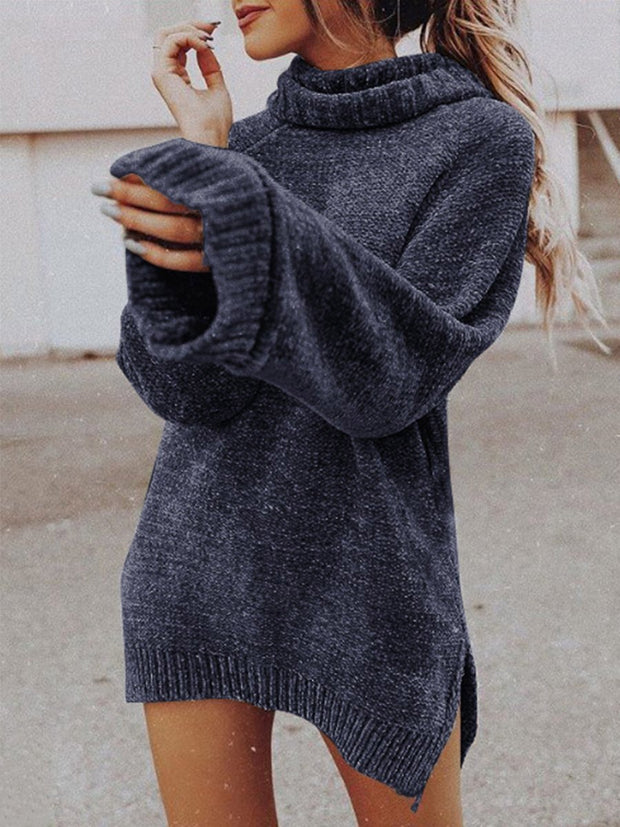 Stand Collar Long Pattern Sweater Dress