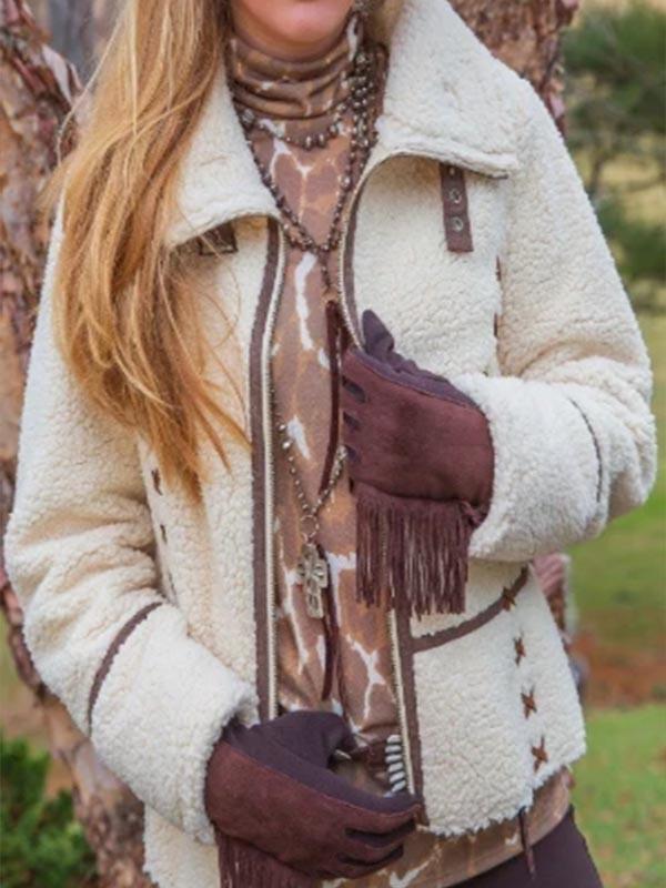 Lamb Velvet Simple Retro Lapel Coat