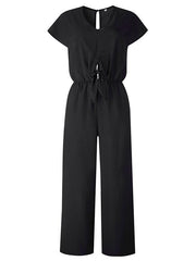 V-neck Button Ties Jumpsuits