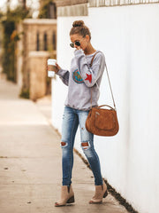 Wonder Woman Round Collar Long Sleeve Sweatshirt