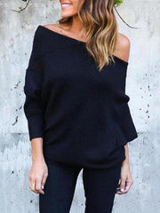 sloping shoulder normal Bat wing sleeve sweater
