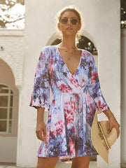 Dyeing V-neck Ties Jumpsuits