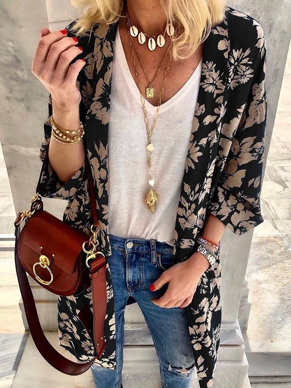 Floral Batwing Sleeve Cardigan