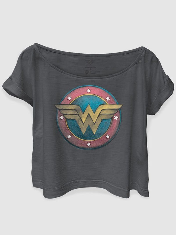 Wonder Woman printing off-the-shoulder TEE