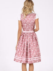 Floral Print Lace Apron Dress