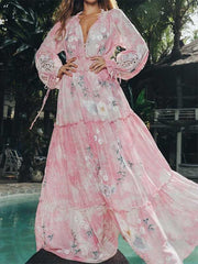 Flower Pink Maxi Dress