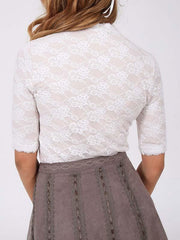 Womens Cute Short-Sleeved Lace Shirt