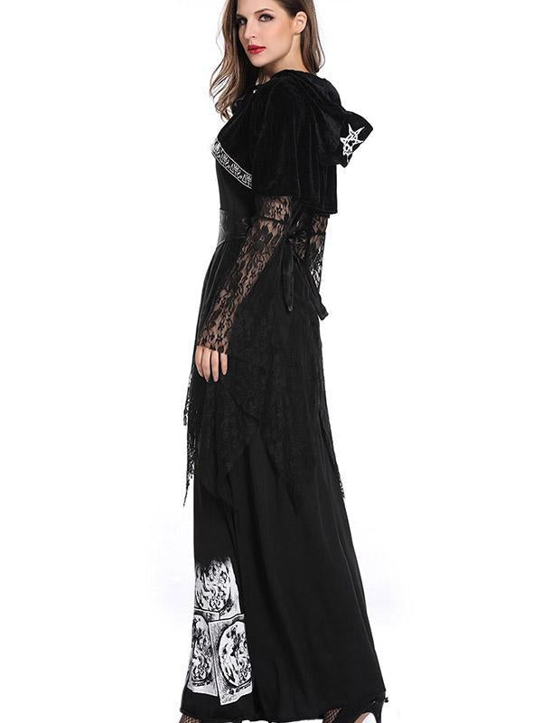 Ladies Halloween Lace Death Black Dress