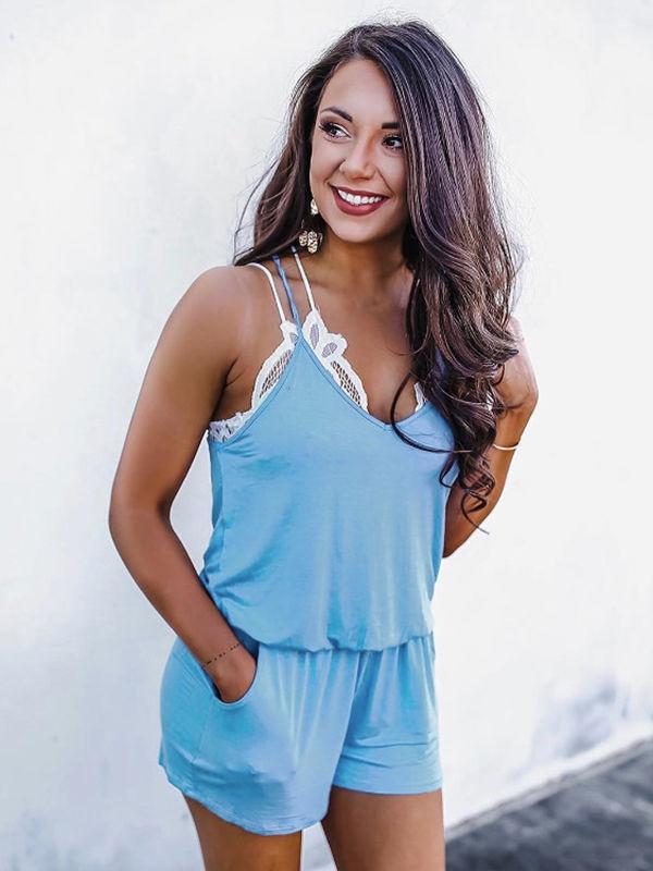 V-Neck Sling Casual Jumpsuit