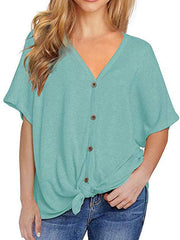 Waffle Knit Loose Bat Wing Tunic Blouses