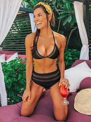 wiccous.com Bikini Black / S Mesh Stitching High Waist Bikini