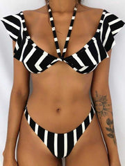 wiccous.com Bikini Rainbow / S Floral Ruffled Low Rise Bikini Set