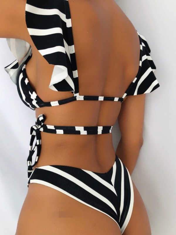 wiccous.com Bikini Rainbow / S Floral Ruffled Low Rise Bikini Set