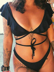 wiccous.com Bikini Rainbow / S Floral Ruffled Low Rise Bikini Set