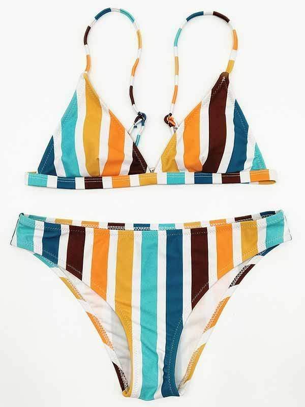 wiccous.com Bikini Rainbow / S Rainbow Striped Print Bikini