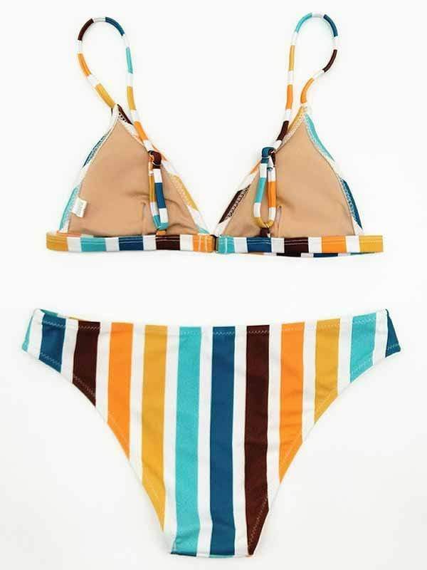 wiccous.com Bikini Rainbow / S Rainbow Striped Print Bikini