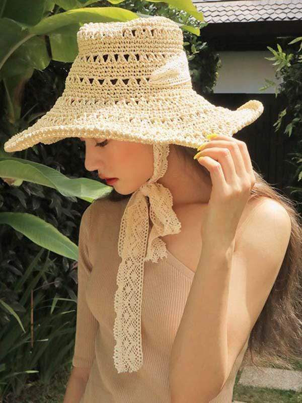 wiccous.com hat Beige Foldable beach straw hat