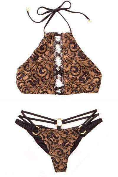 wiccous.com Bikini Black / S Halter Lace Sexy Bikini Set