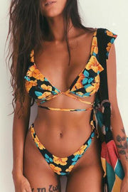 wiccous.com Bikini Pattern1 / S Floral Ruffled Low Rise Bikini Set