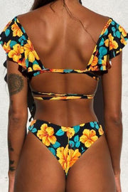 wiccous.com Bikini Pattern1 / S Floral Ruffled Low Rise Bikini Set