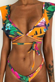 wiccous.com Bikini Pattern2 / S Floral Ruffled Low Rise Bikini Set